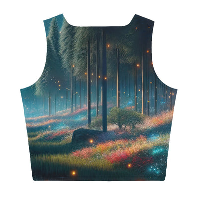 Ätherischer Alpenwald: Digitale Darstellung mit leuchtenden Bäumen und Blumen - Damen Crop Top (All-Over Print) camping xxx yyy zzz XL