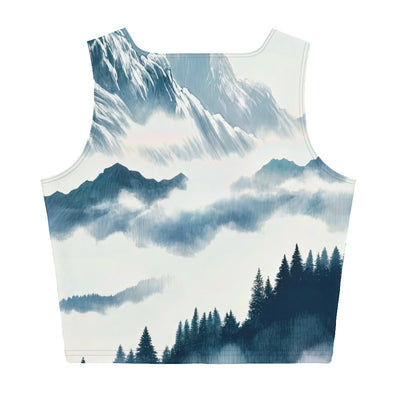 Nebeliger Alpenmorgen-Essenz, verdeckte Täler und Wälder - Damen Crop Top (All-Over Print) berge xxx yyy zzz XL