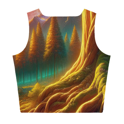 Golden-Stunde Alpenwald, Sonnenlicht durch Blätterdach - Damen Crop Top (All-Over Print) camping xxx yyy zzz XL