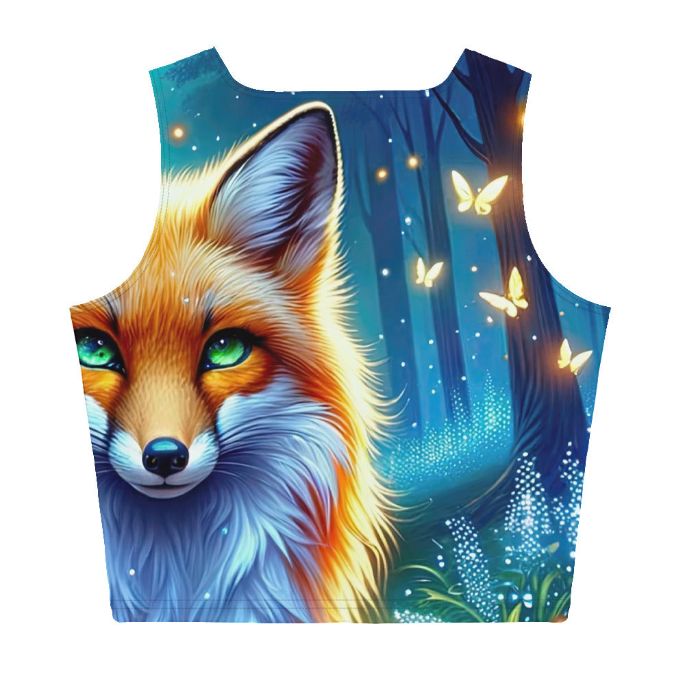 Funkelnder Nachtfuchs auf Waldlichtung mit Feuerwerk - Damen Crop Top (All-Over Print) camping xxx yyy zzz XL