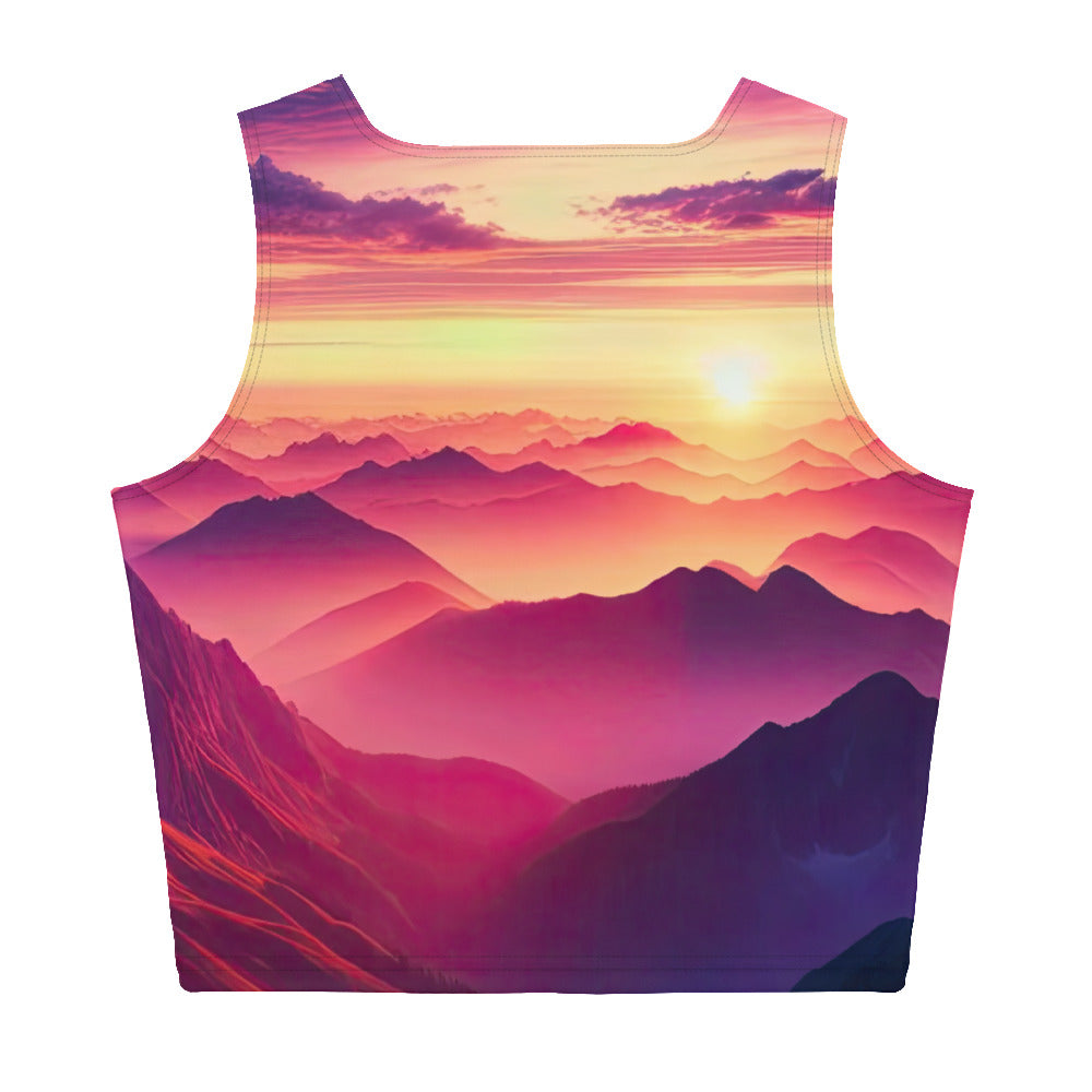 Dramatischer Alpen-Sonnenaufgang, Gipfelkreuz und warme Himmelsfarben - Damen Crop Top (All-Over Print) berge xxx yyy zzz XL