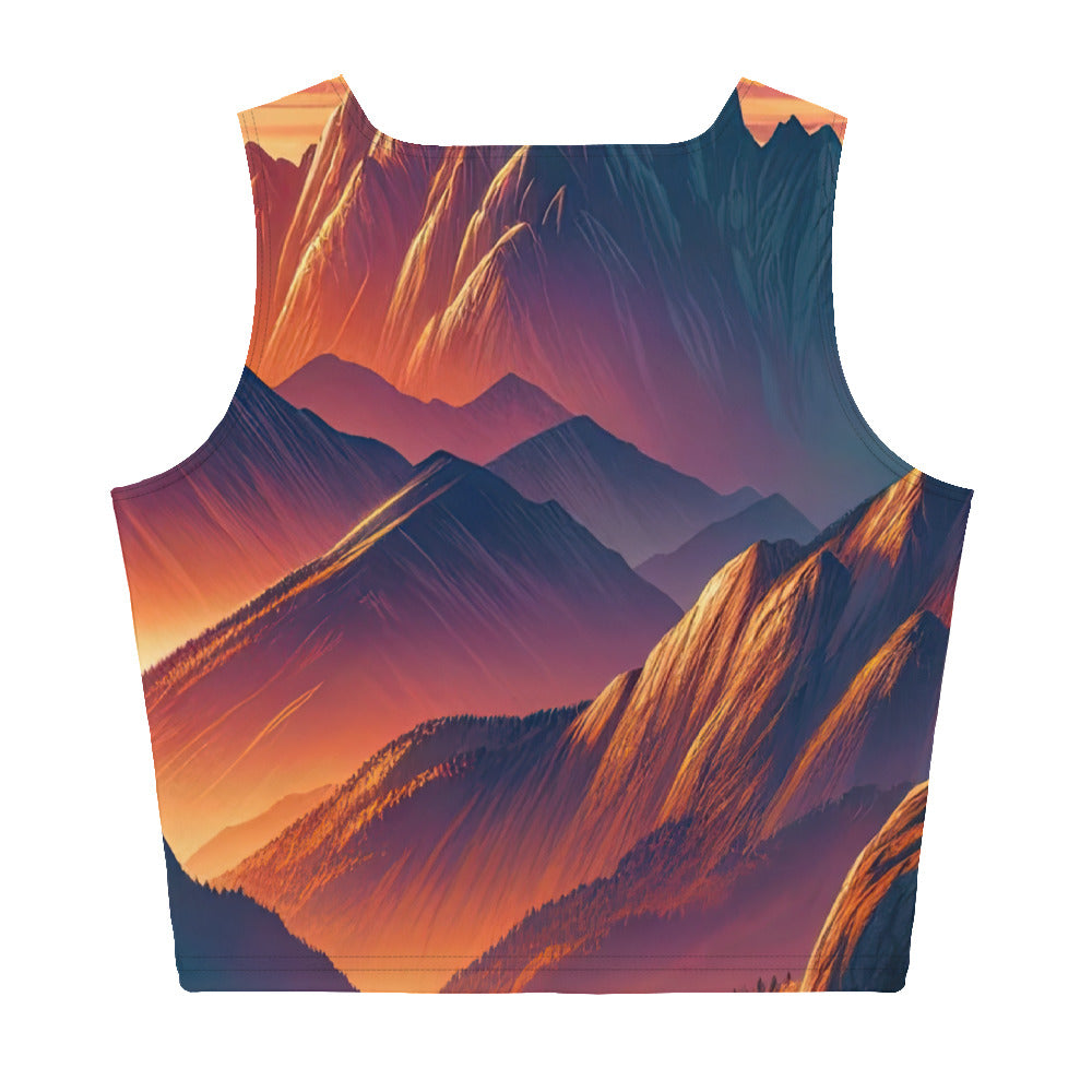 Dramatischer Alpen-Sonnenuntergang, Gipfelkreuz in Orange-Rosa - Damen Crop Top (All-Over Print) berge xxx yyy zzz XL