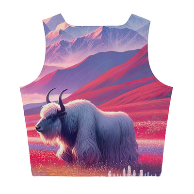 Verträumte Berg-Abenddämmerung mit Hochlandrind und blumigem Glanz - Damen Crop Top (All-Over Print) berge xxx yyy zzz XL