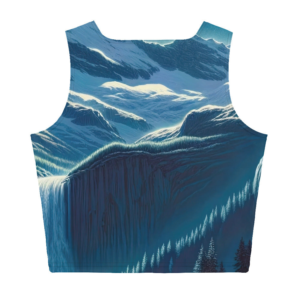 Legendäre Alpennacht, Mondlicht-Berge unter Sternenhimmel - Damen Crop Top (All-Over Print) berge xxx yyy zzz XL