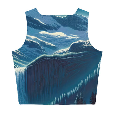 Legendäre Alpennacht, Mondlicht-Berge unter Sternenhimmel - Damen Crop Top (All-Over Print) berge xxx yyy zzz XL