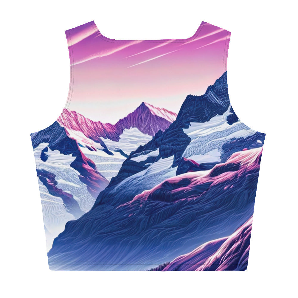 Wanderer in alpiner Dämmerung, schneebedeckte Gipfel ins Unendliche - Damen Crop Top (All-Over Print) wandern xxx yyy zzz XL