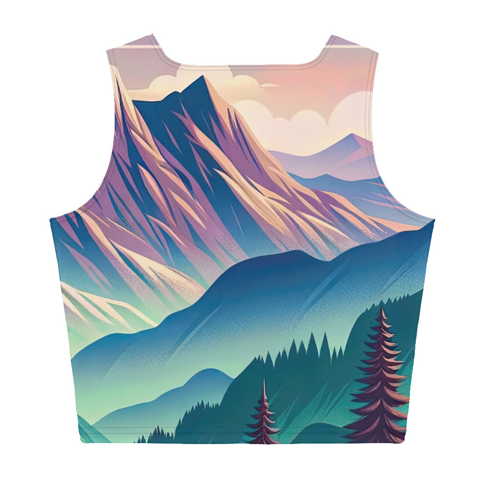 Harmonische Berglandschaft mit Schweizer Flagge auf Gipfel - Damen Crop Top (All-Over Print) berge xxx yyy zzz XL