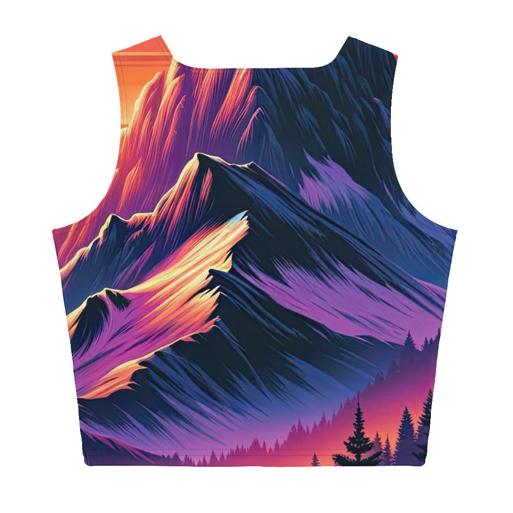 Alpen-Sonnenuntergang mit Bär auf Hügel, warmes Himmelsfarbenspiel - Damen Crop Top (All-Over Print) camping xxx yyy zzz XL