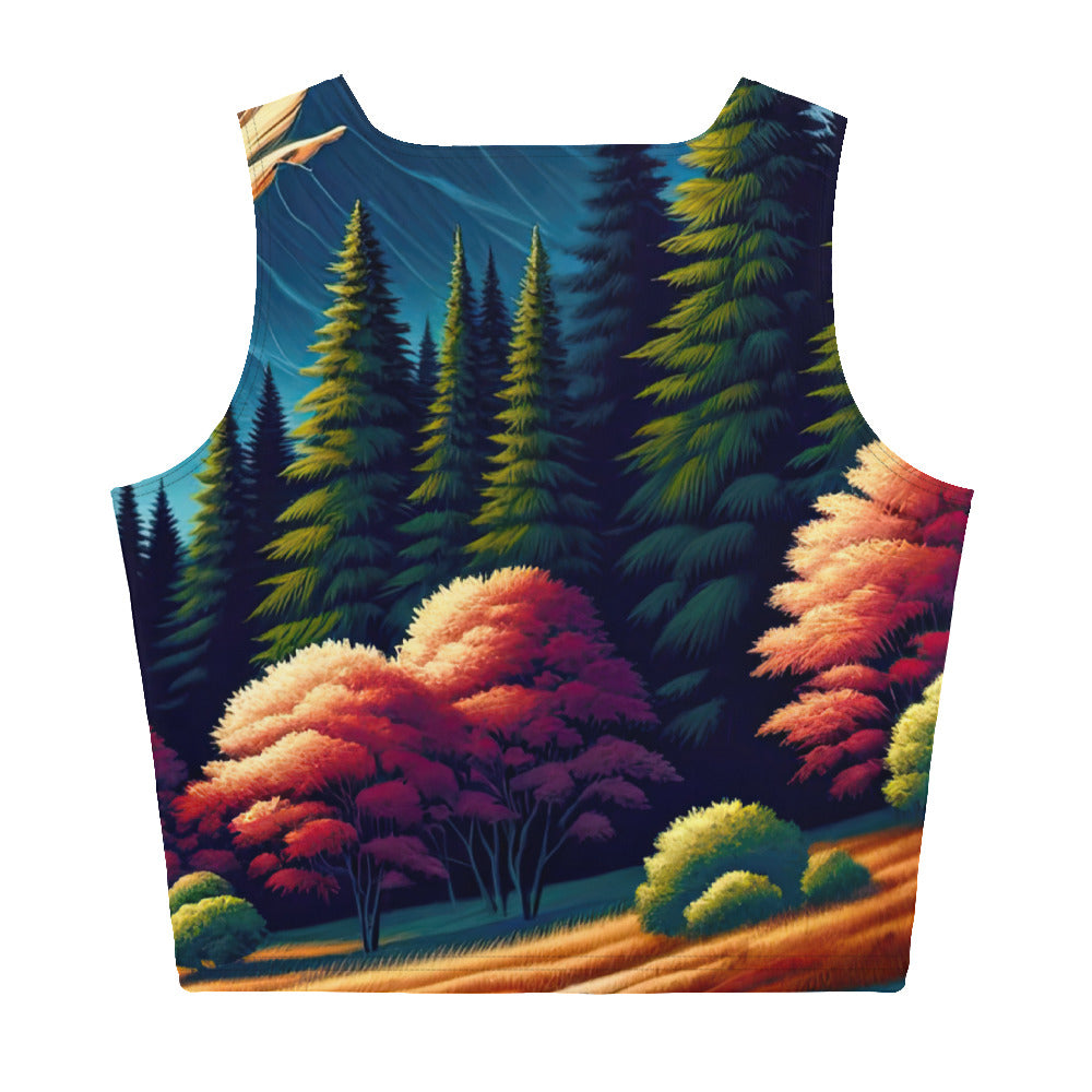 Ruhiger Herbstabend in den Alpen, grün-rote Berge - Damen Crop Top (All-Over Print) berge xxx yyy zzz XL