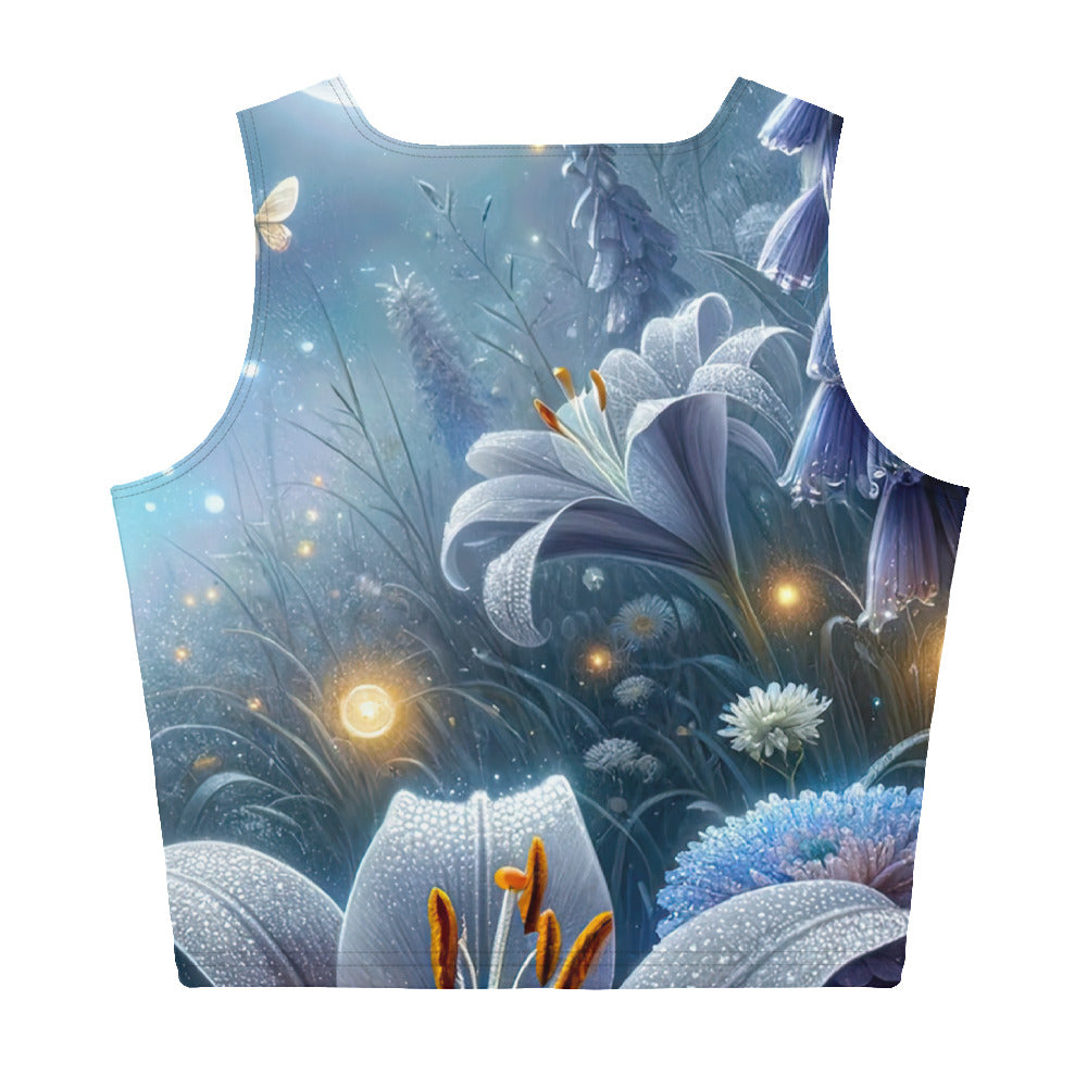 Ätherische Mondnacht auf blühender Wiese, silbriger Blumenglanz - Damen Crop Top (All-Over Print) camping xxx yyy zzz XL