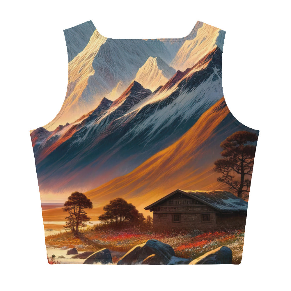 Magischer Alpenabend mit Hochlandkuh und goldener Sonnenkulisse - Damen Crop Top (All-Over Print) berge xxx yyy zzz XL