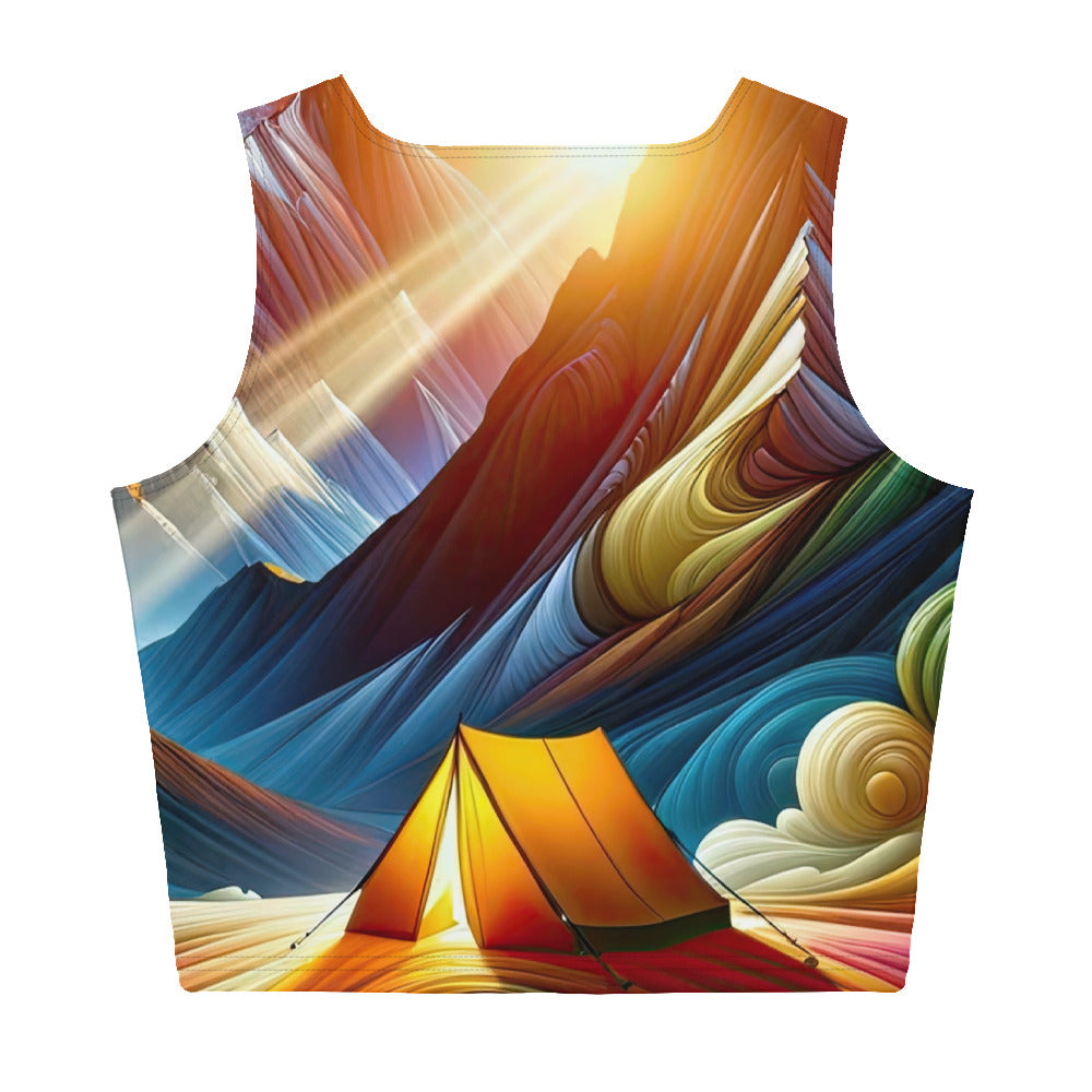 Abstrakte Bergwelt in lebendigen Farben mit Zelt - Damen Crop Top (All-Over Print) camping xxx yyy zzz XL