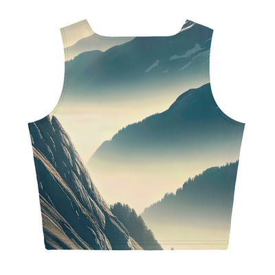 Morgendlicher Steinbock auf Alpengipfel, steile Berghänge - Damen Crop Top (All-Over Print) berge xxx yyy zzz XL