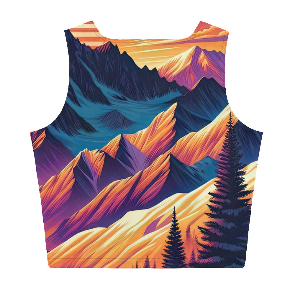 Lebendiger Alpen-Sonnenuntergang, schneebedeckte Gipfel in warmen Tönen - Damen Crop Top (All-Over Print) berge xxx yyy zzz XL