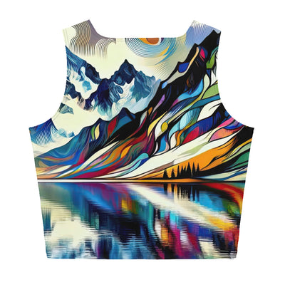 Alpensee im Zentrum eines abstrakt-expressionistischen Alpen-Kunstwerks - Damen Crop Top (All-Over Print) berge xxx yyy zzz XL