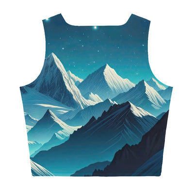 Sternenklare Nacht über den Alpen, Vollmondschein auf Schneegipfeln - Damen Crop Top (All-Over Print) berge xxx yyy zzz XL