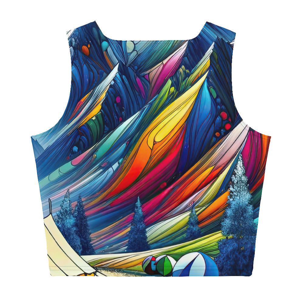 Surreale Alpen in abstrakten Farben, dynamische Formen der Landschaft - Damen Crop Top (All-Over Print) camping xxx yyy zzz XL