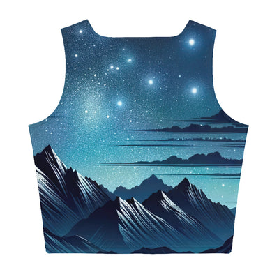 Alpen unter Sternenhimmel mit glitzernden Sternen und Meteoren - Damen Crop Top (All-Over Print) berge xxx yyy zzz XL