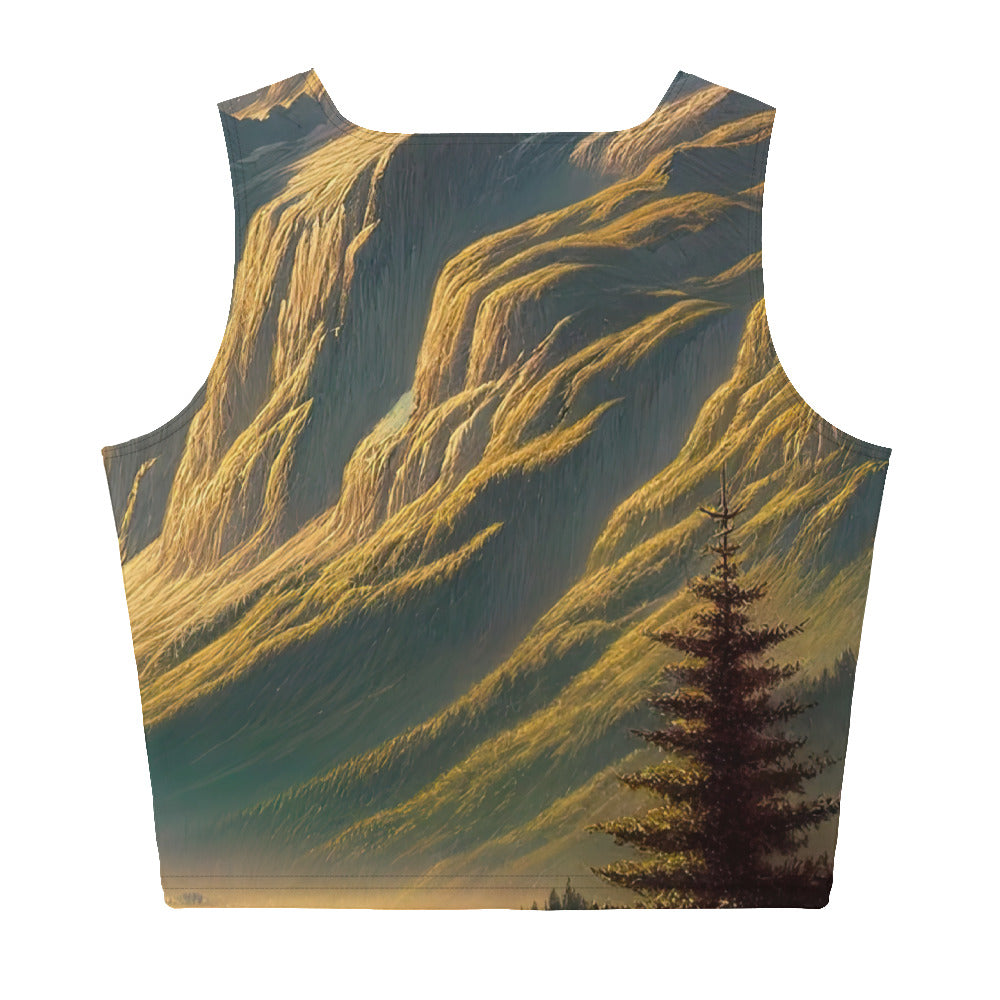 Ölgemälde eines Schweizer Wanderers in den Alpen bei goldenem Sonnenlicht - Damen Crop Top (All-Over Print) wandern xxx yyy zzz XL