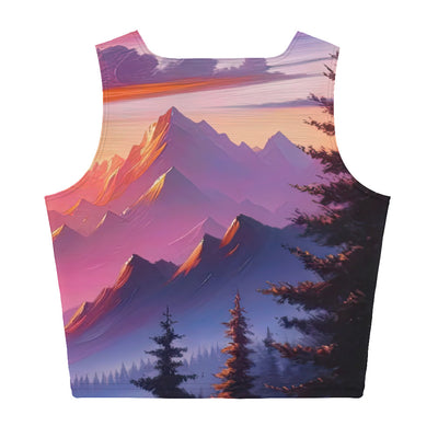 Ölgemälde der Alpenlandschaft im ätherischen Sonnenuntergang, himmlische Farbtöne - Damen Crop Top (All-Over Print) berge xxx yyy zzz XL