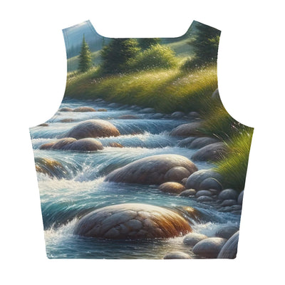 Ölgemälde eines Gebirgsbachs durch felsige Landschaft - Damen Crop Top (All-Over Print) berge xxx yyy zzz XL