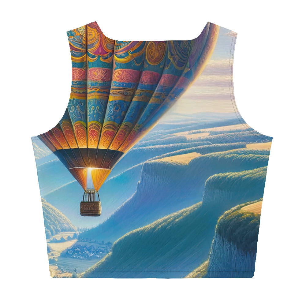 Ölgemälde einer ruhigen Szene mit verziertem Heißluftballon - Damen Crop Top (All-Over Print) berge xxx yyy zzz XL