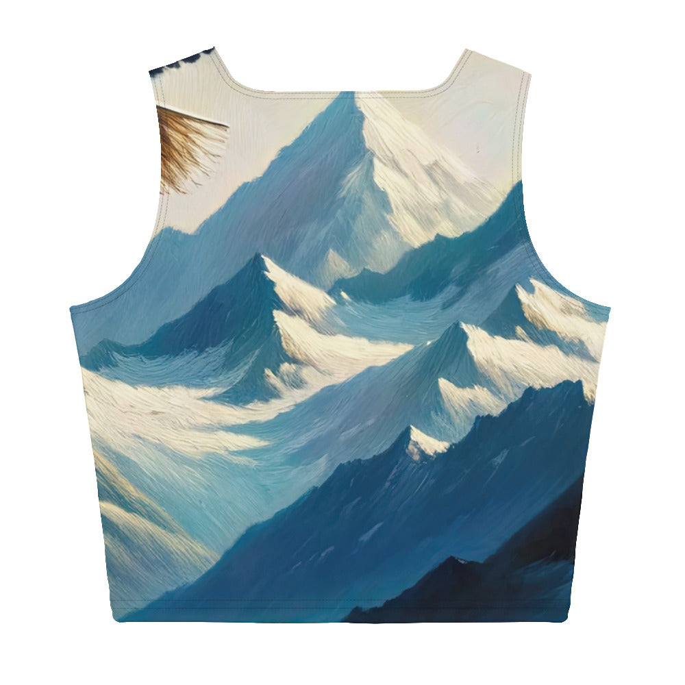 Ölgemälde eines Adlers vor schneebedeckten Bergsilhouetten - Damen Crop Top (All-Over Print) berge xxx yyy zzz XL