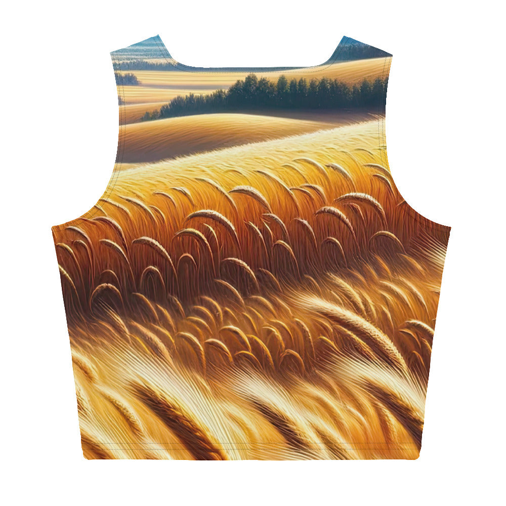 Ölgemälde eines weiten bayerischen Weizenfeldes, golden im Wind (TR) - Damen Crop Top (All-Over Print) xxx yyy zzz XL