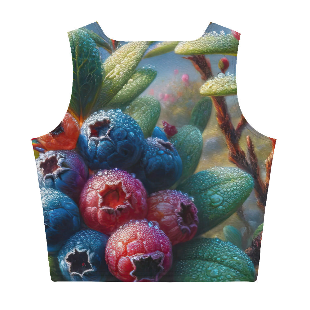 Ölgemälde einer Nahaufnahme von Alpenbeeren in satten Farben und zarten Texturen - Damen Crop Top (All-Over Print) wandern xxx yyy zzz XL