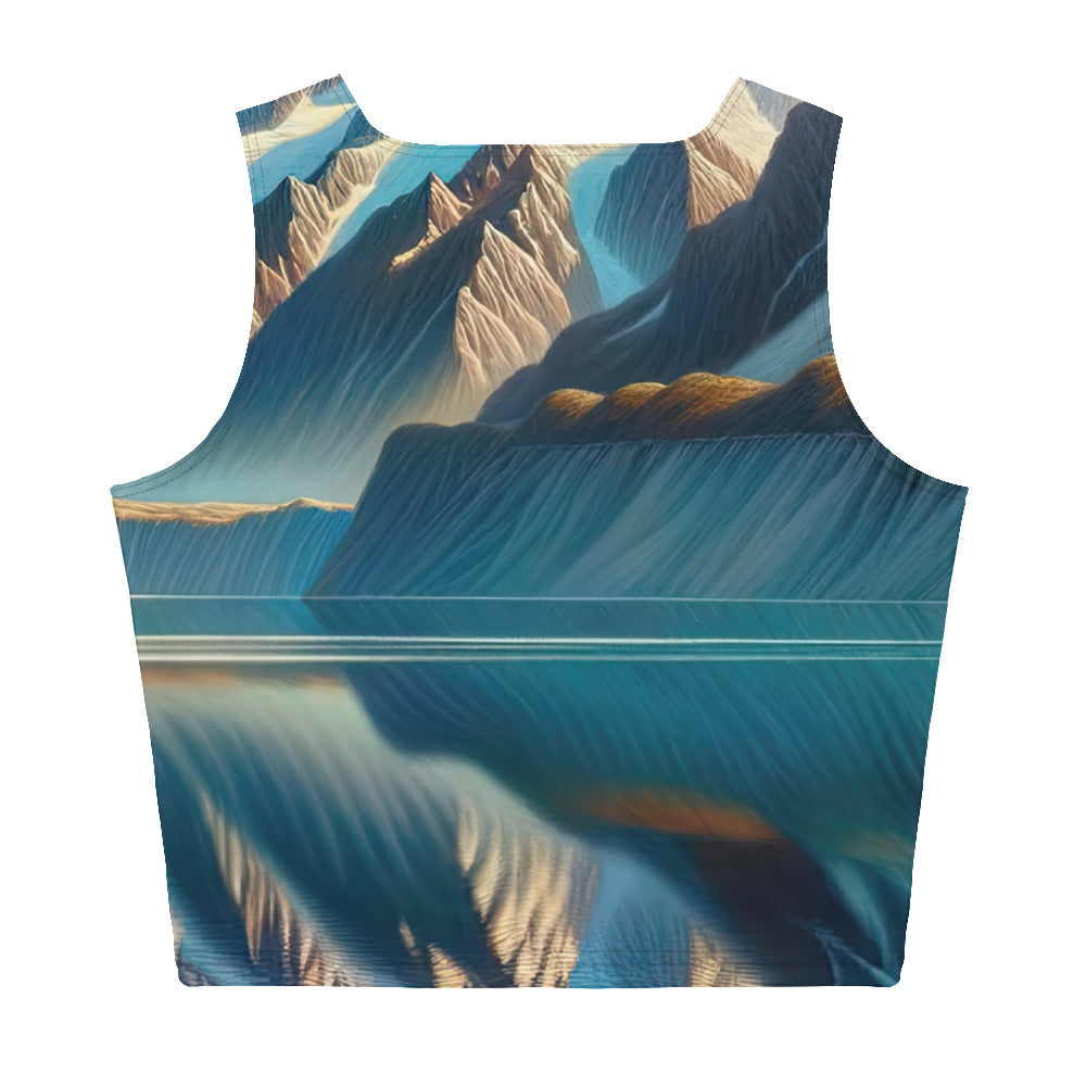 Ölgemälde eines unberührten Sees, der die Bergkette spiegelt - Damen Crop Top (All-Over Print) berge xxx yyy zzz XL