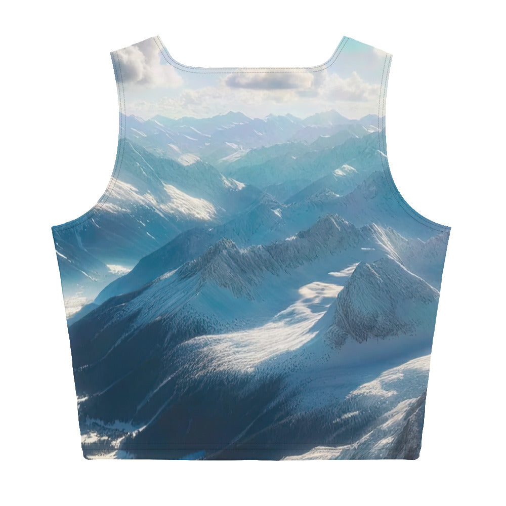 Foto der Alpen im Winter mit Bären auf dem Gipfel, glitzernder Neuschnee unter der Sonne - Damen Crop Top (All-Over Print) camping xxx yyy zzz XL