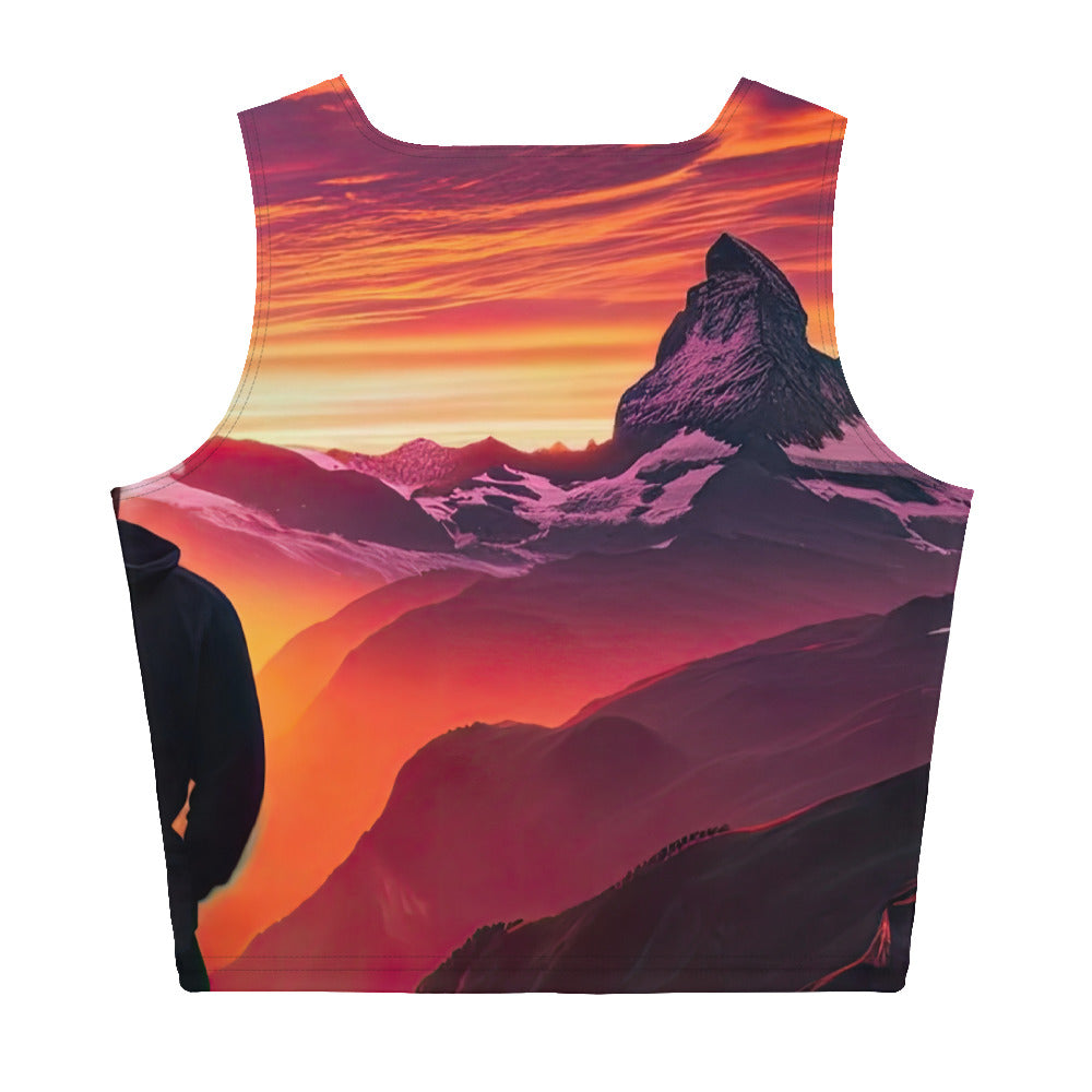 Foto der Schweizer Alpen im Sonnenuntergang, Himmel in surreal glänzenden Farbtönen - Damen Crop Top (All-Over Print) wandern xxx yyy zzz XL