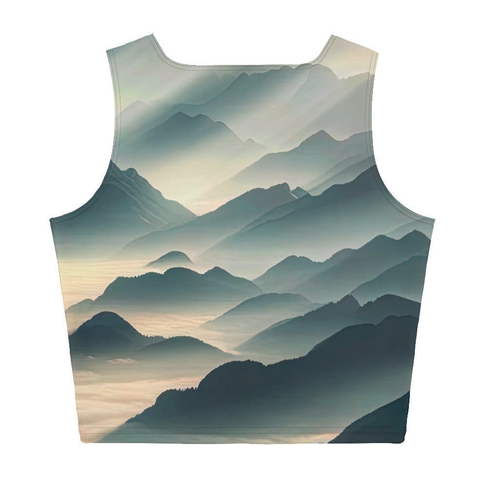 Foto der Alpen im Morgennebel, majestätische Gipfel ragen aus dem Nebel - Damen Crop Top (All-Over Print) berge xxx yyy zzz XL