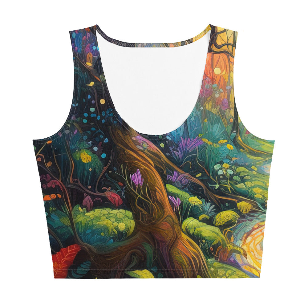 Wald und Wanderweg - Bunte, farbenfrohe Malerei - Damen Crop Top (All-Over Print) camping xxx