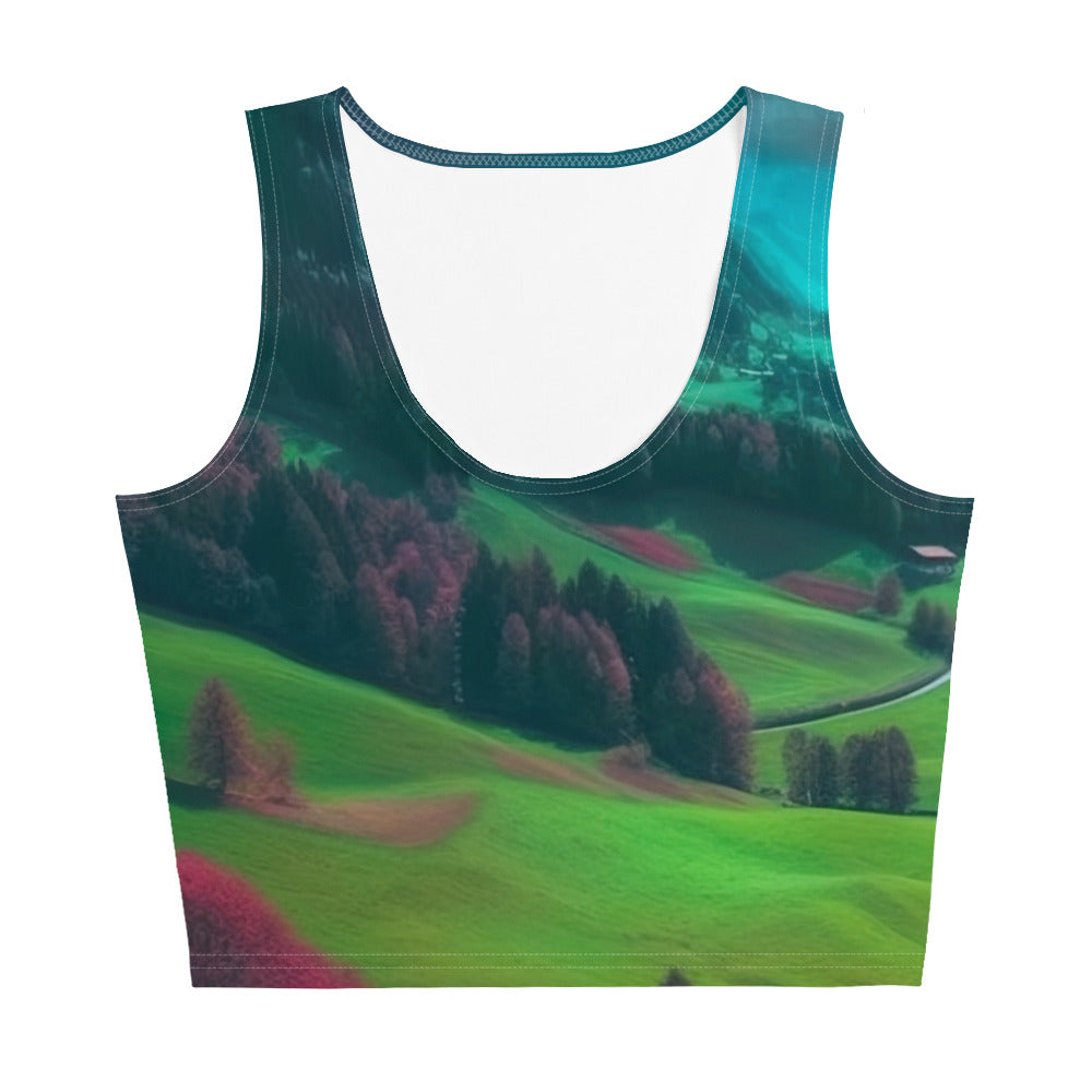 Berglandschaft und Dorf - Fotorealistische Malerei - Damen Crop Top (All-Over Print) berge xxx