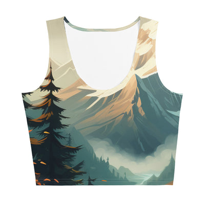 Berge, Wald und Wanderweg - Malerei - Damen Crop Top (All-Over Print) berge xxx