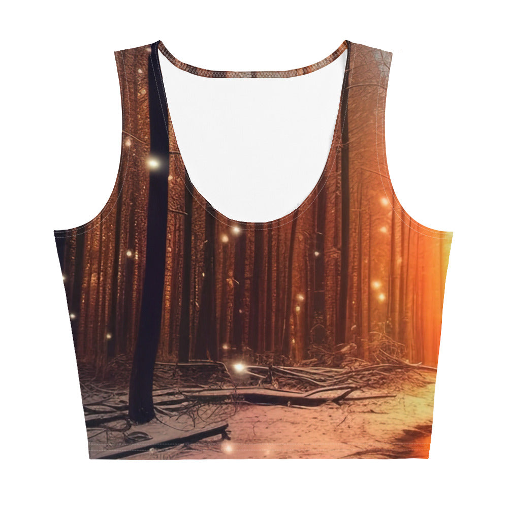 Bäume im Winter, Schnee, Sonnenaufgang und Fluss - Damen Crop Top (All-Over Print) camping xxx