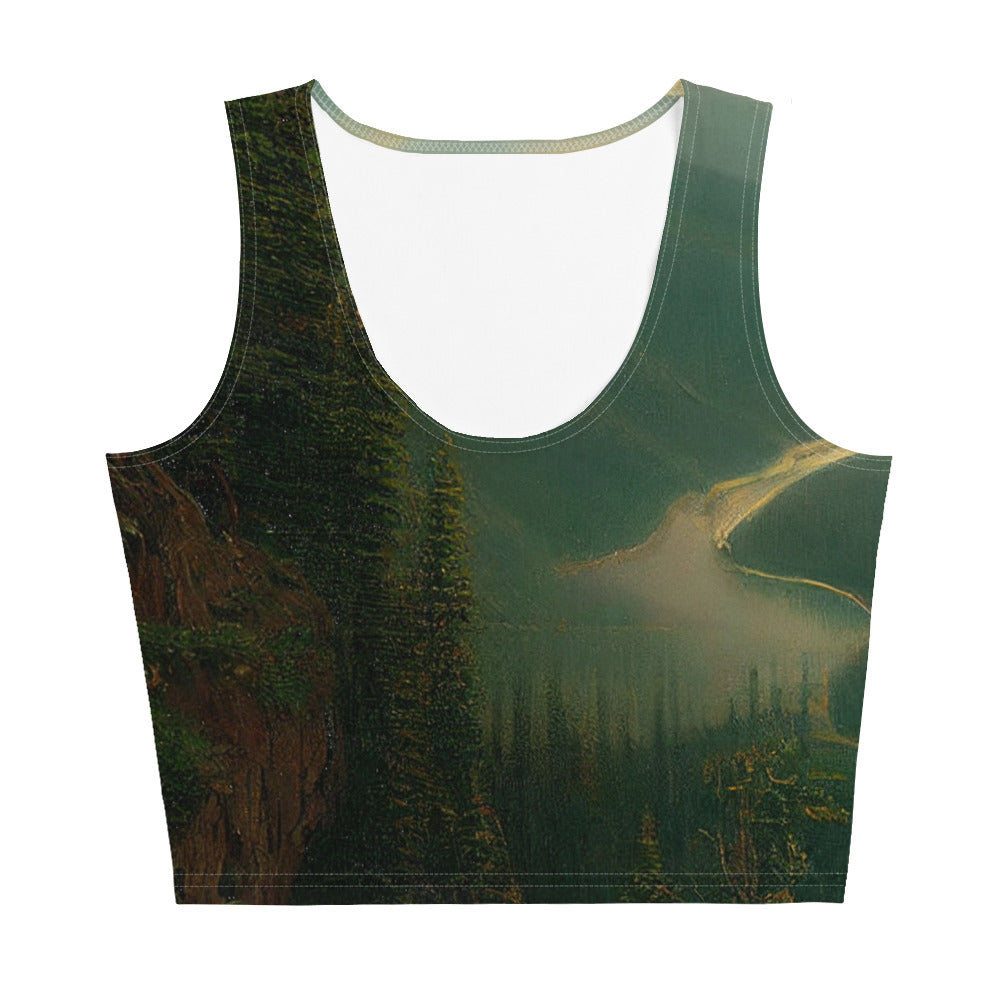 Landschaft mit Bergen, See und viel grüne Natur - Malerei - Damen Crop Top (All-Over Print) berge xxx