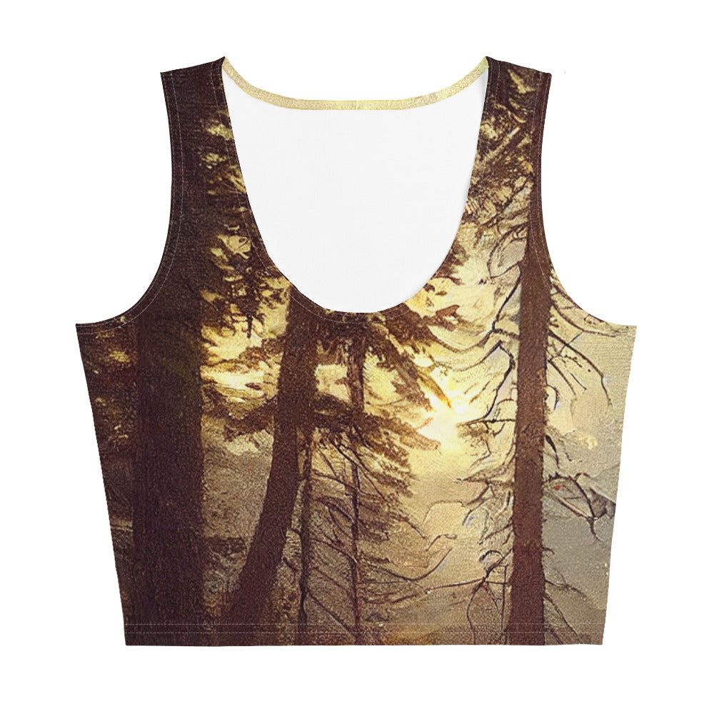 Landschaft mit Bergen, Fluss und Bäumen - Malerei - Damen Crop Top (All-Over Print) berge xxx