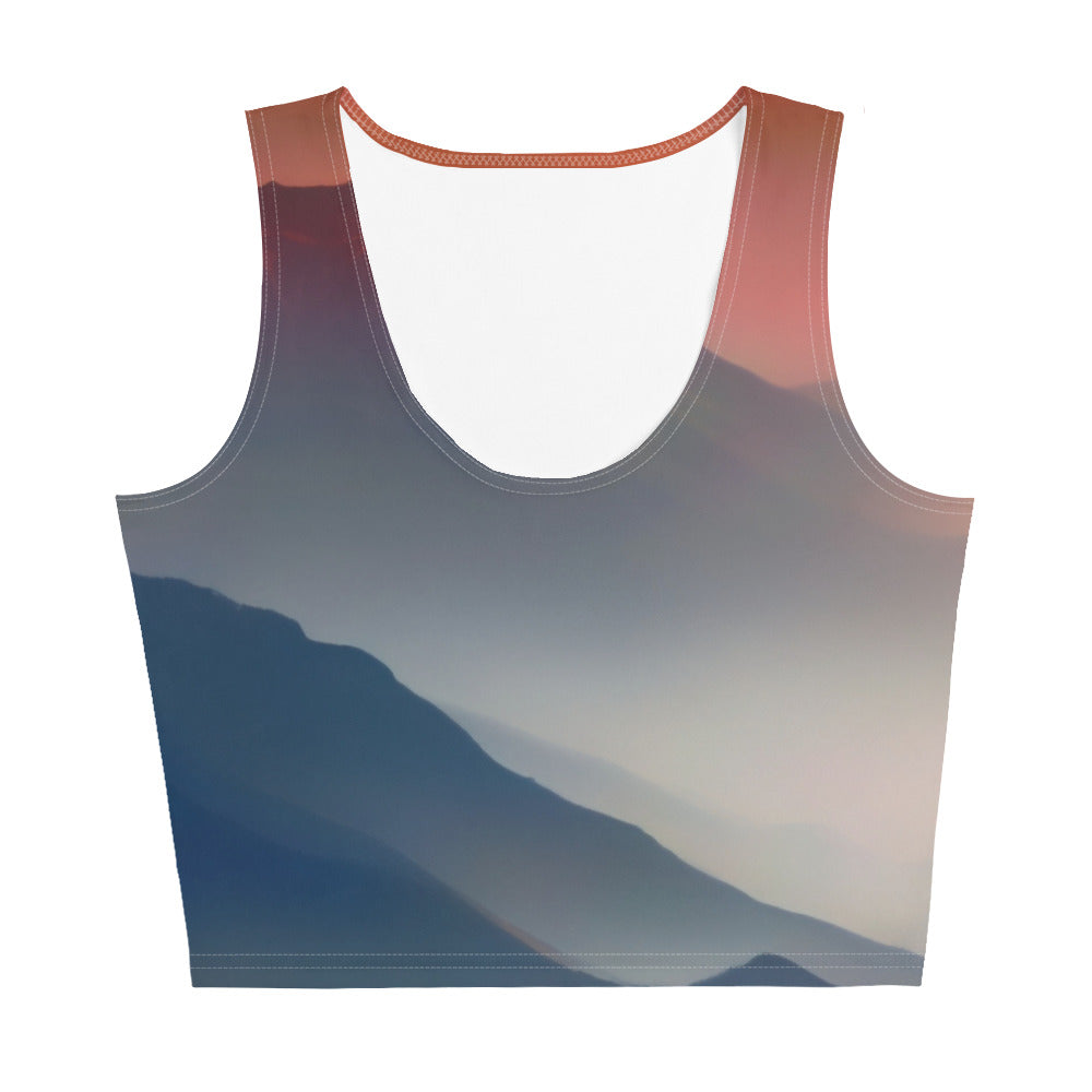 Sonnteruntergang, Gebirge und Nebel - Landschaftsmalerei - Damen Crop Top (All-Over Print) berge xxx