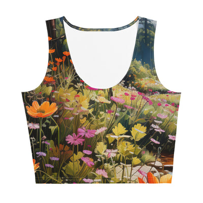 Berge, schöne Blumen und Bach im Wald - Damen Crop Top (All-Over Print) berge xxx