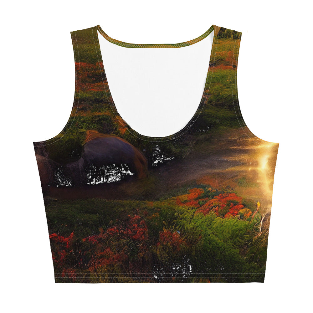 Landschaft mit wilder Atmosphäre - Malerei - Damen Crop Top (All-Over Print) berge xxx