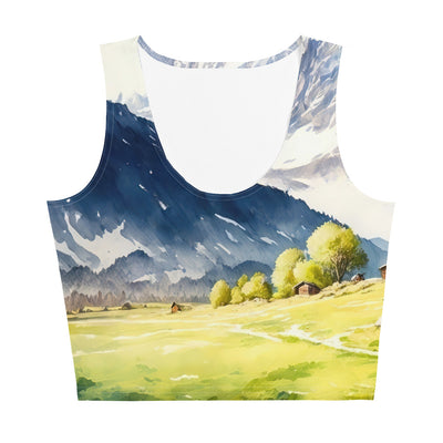 Epische Berge und Berghütte - Landschaftsmalerei - Damen Crop Top (All-Over Print) berge xxx