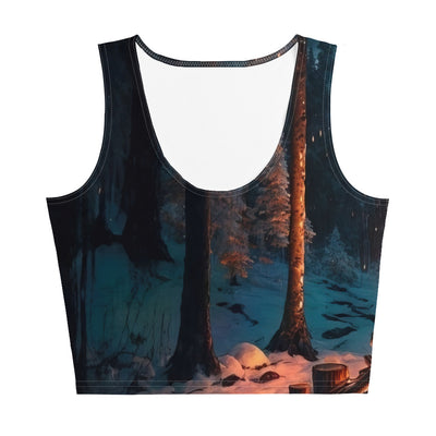 Lagerfeuer beim Camping - Wald mit Schneebedeckten Bäumen - Malerei - Damen Crop Top (All-Over Print) camping xxx