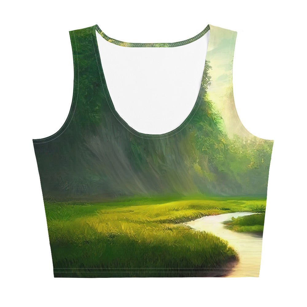 Bach im tropischen Wald - Landschaftsmalerei - Damen Crop Top (All-Over Print) camping xxx