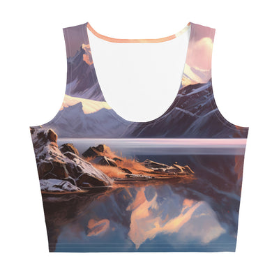 Berg und Bergsee - Landschaftsmalerei - Damen Crop Top (All-Over Print) berge xxx