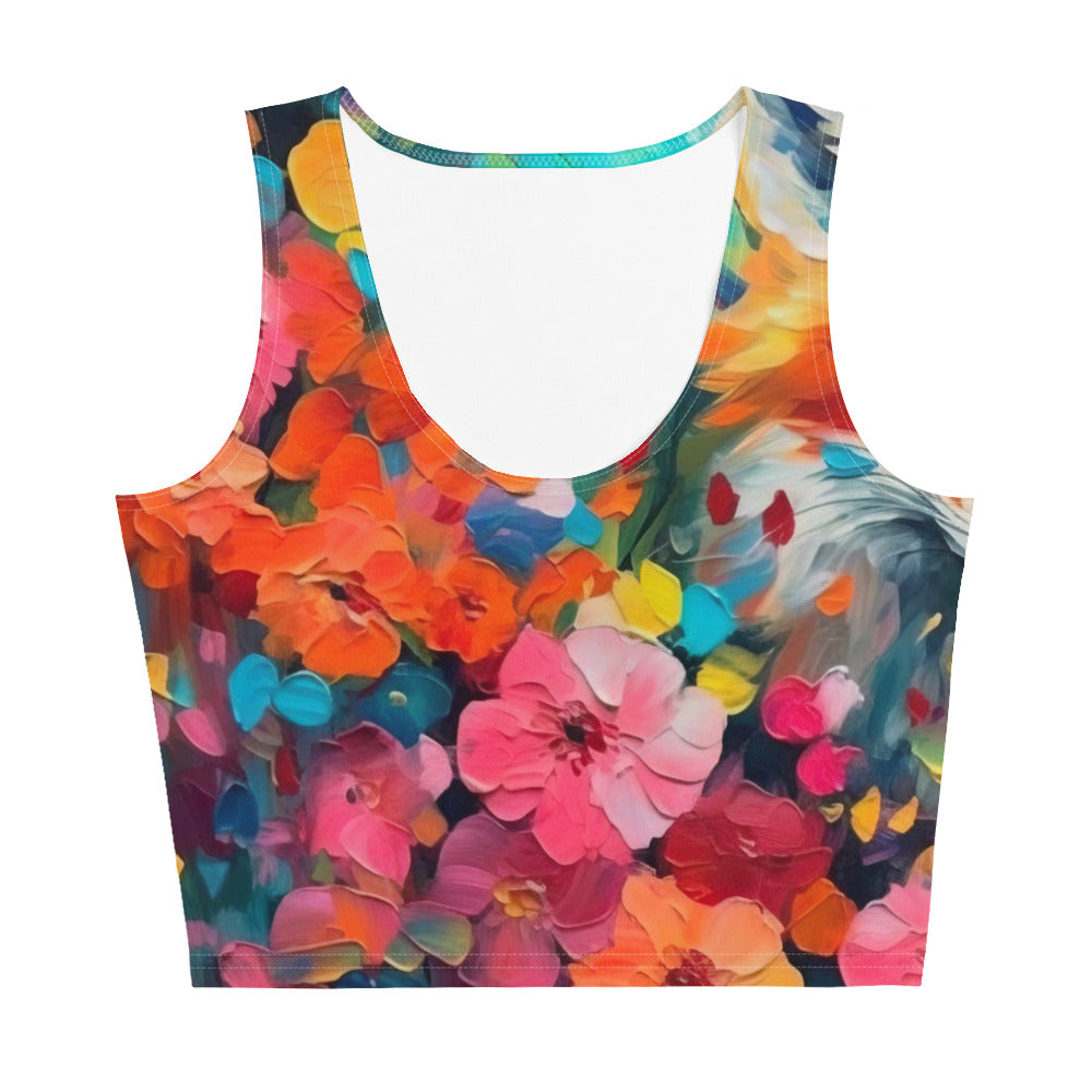 Schöner Fuchs im Blumenfeld - Farbige Malerei - Damen Crop Top (All-Over Print) camping xxx