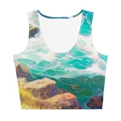 Berge, Blumen, Fluss und Steine - Malerei - Damen Crop Top (All-Over Print) camping xxx