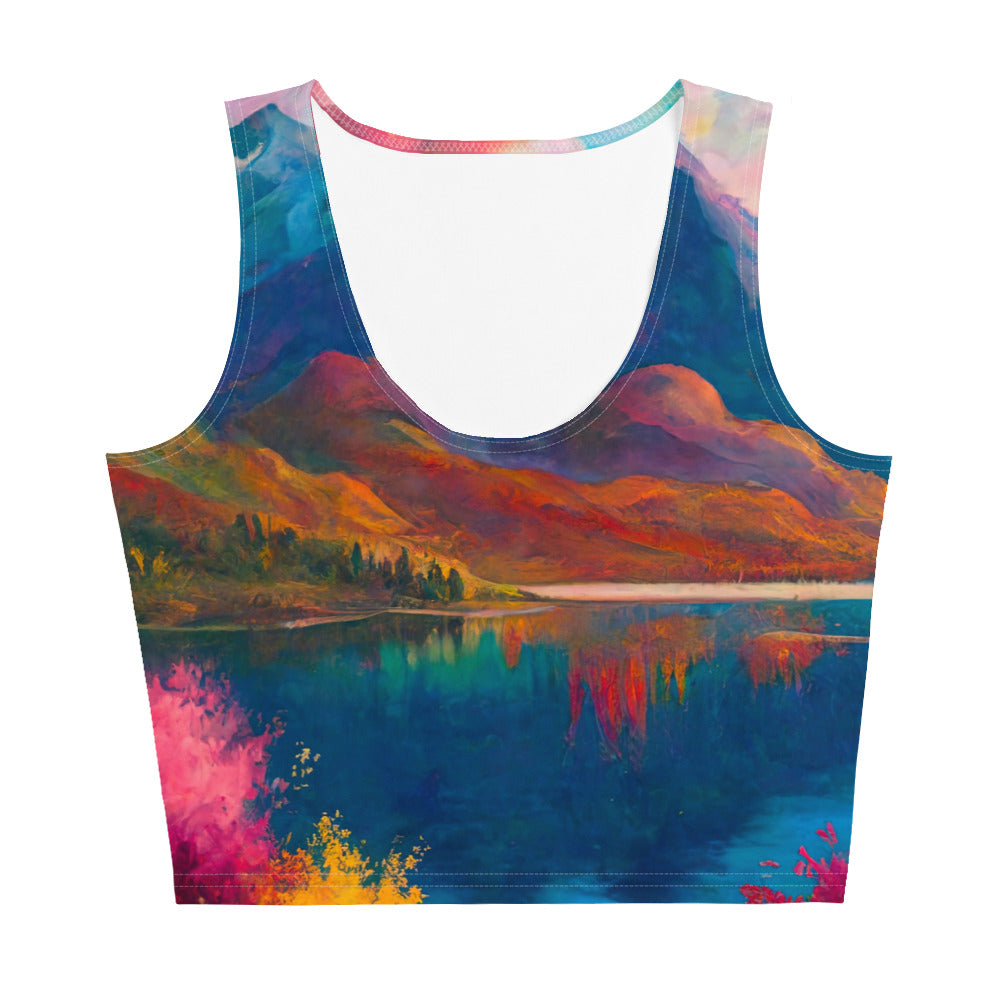 Berglandschaft und Bergsee - Farbige Ölmalerei - Damen Crop Top (All-Over Print) berge xxx