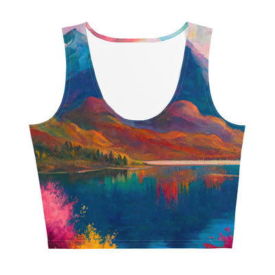 Berglandschaft und Bergsee - Farbige Ölmalerei - Damen Crop Top (All-Over Print) berge xxx